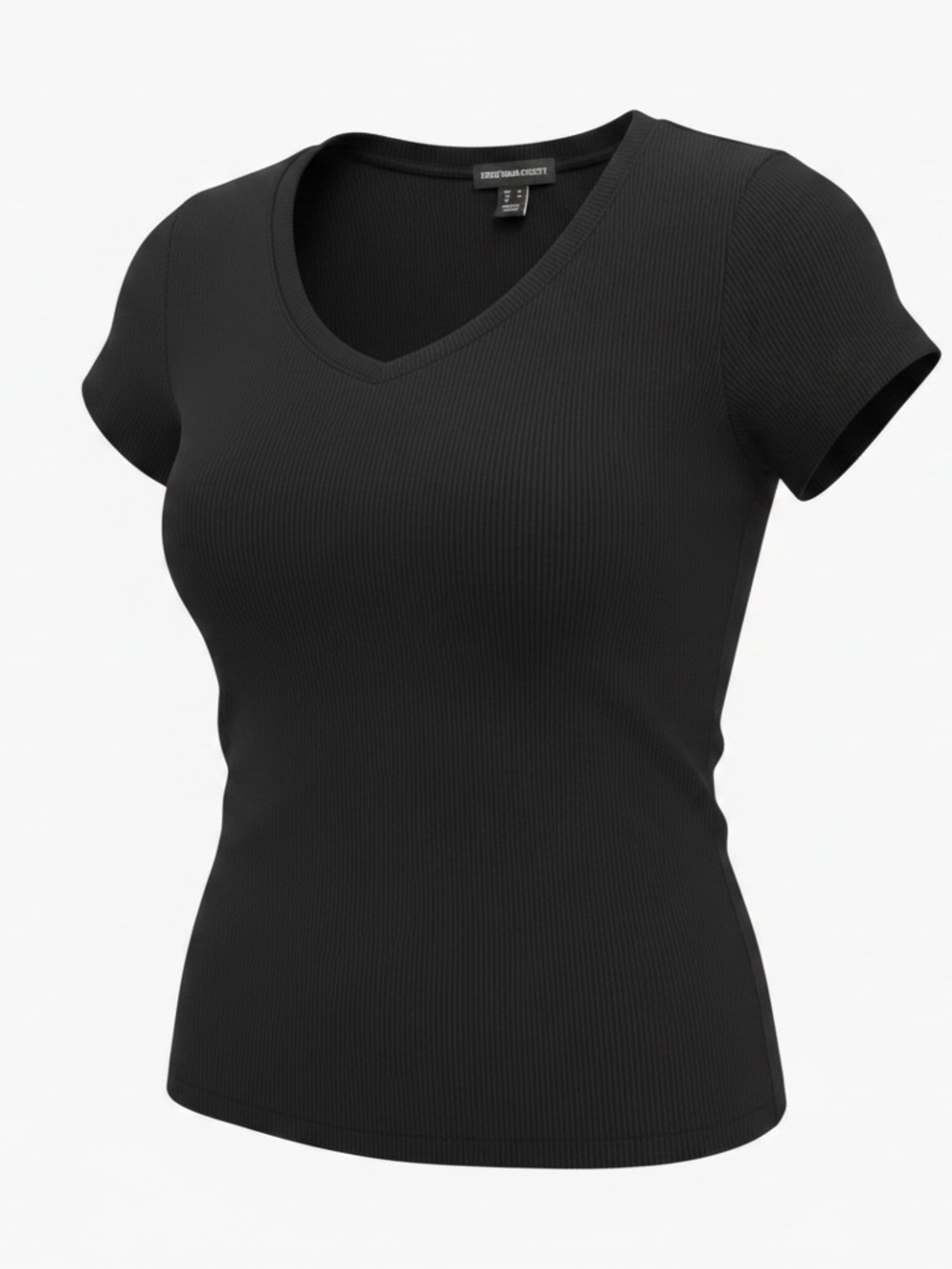 Women’s ribbed short sleeve‎ V-neck cropped top black Size Medium